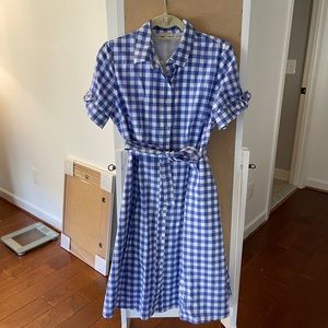 Blue Gingham Talbots Shirtdress with Bows BNWT